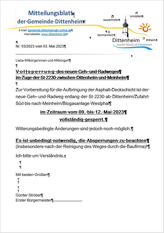 Mitteilungsblatt Dittenheim 03/2023